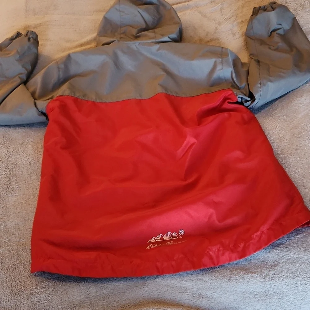 Eddie Bauer Boys Red and Gray coat Wth Removable Fleece Lining Size Large 14/16